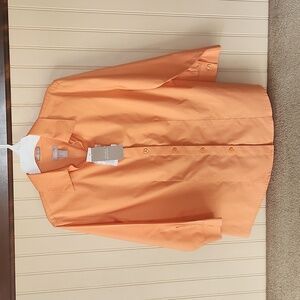 NWT Chico's Lorena wrinkle resistant blouse size 0 Blazing Orange 3/4 sleeves